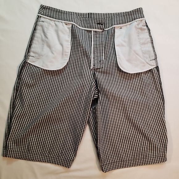 Women's black and white check Chico's casual long Bermuda shorts size 1.5 M/10 - Picture 7 of 8
